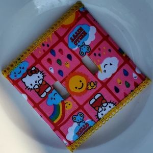 Hello Kitty Fabric Decoupage in Switch Plate Cover